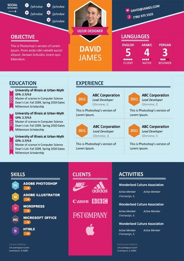 Colorful Stylish Resume Download for Word