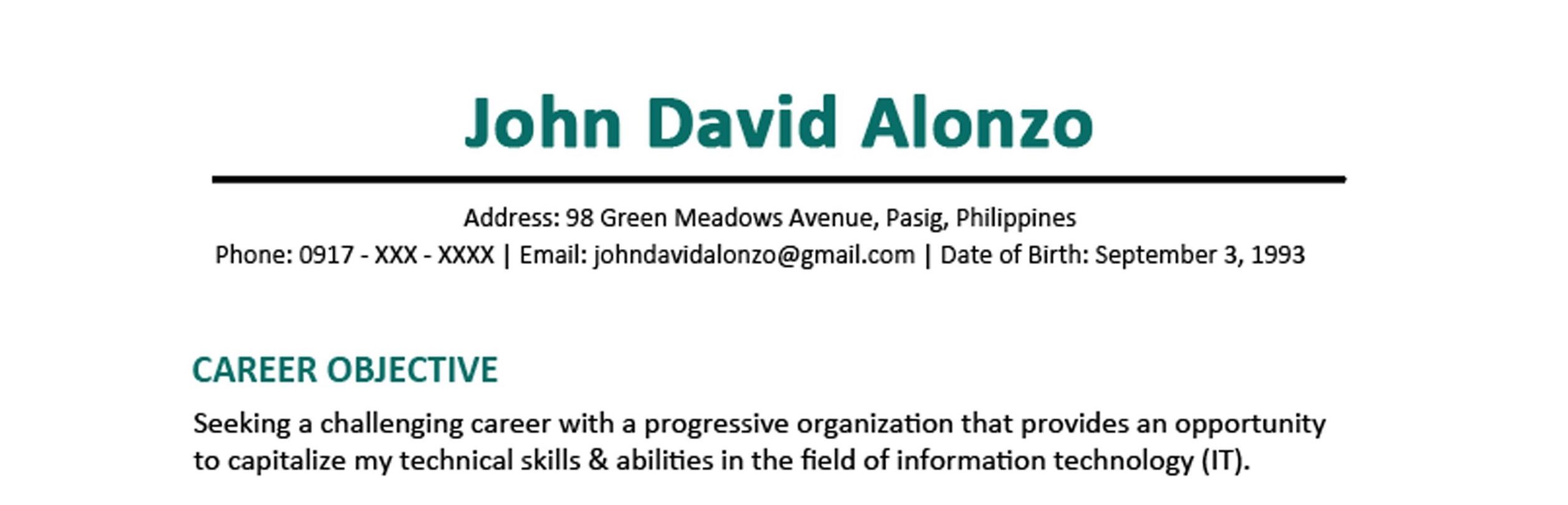 Resume Sample for Fresh Graduate Fantastic Sample Resume format for Fresh Graduates E Page fo 
