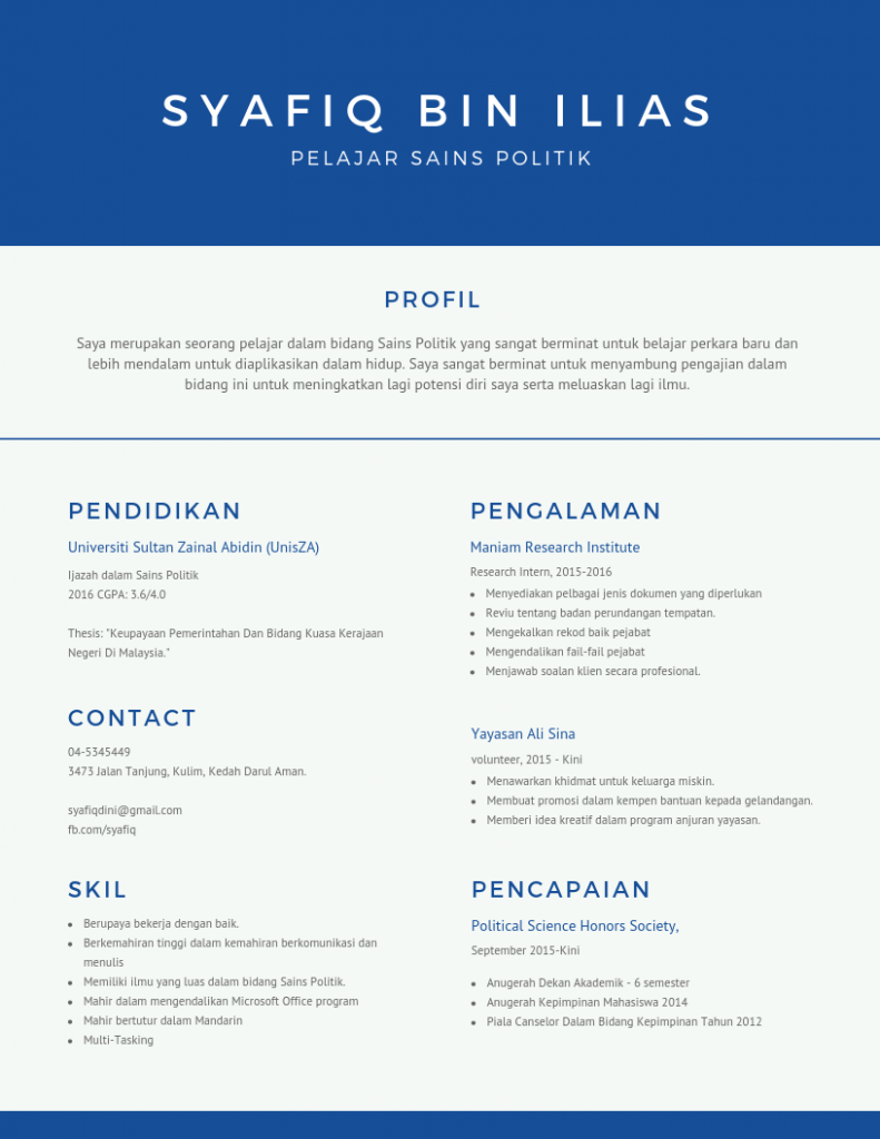 Contoh Template Resume Biasiswa 1 791x1024