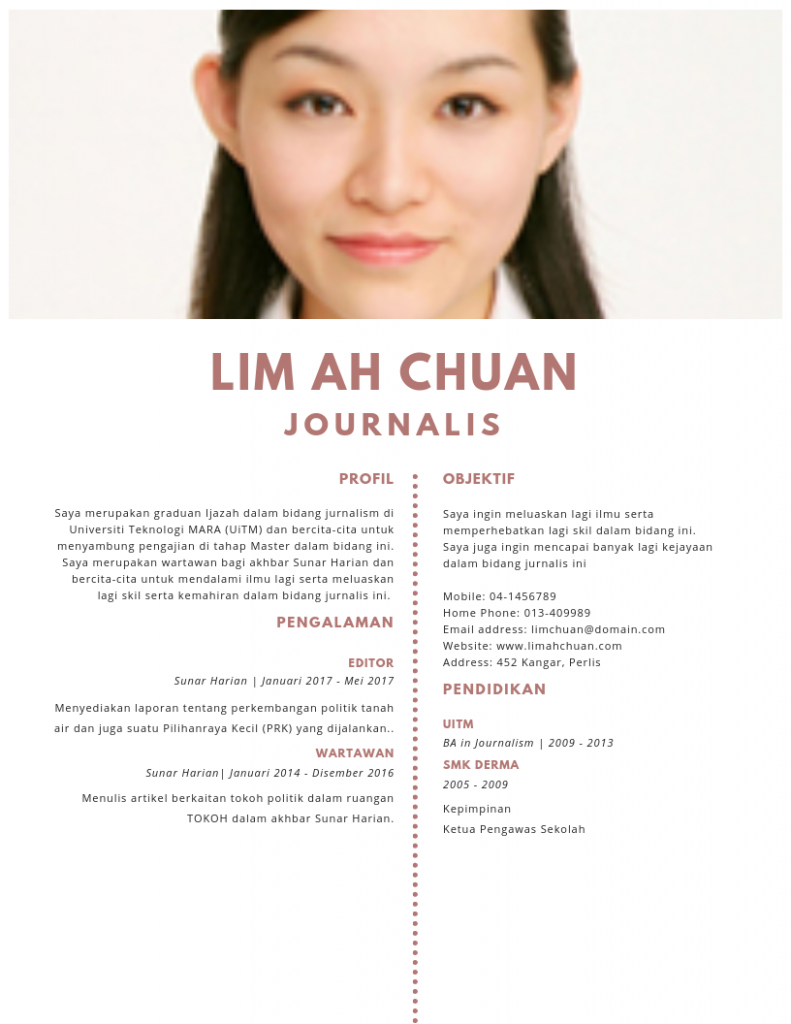 Contoh Template Resume Biasiswa 3 791x1024