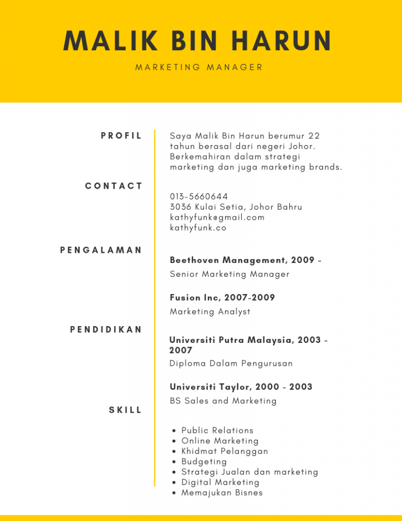 Contoh Template Resume Korporat 1 1 791x1024