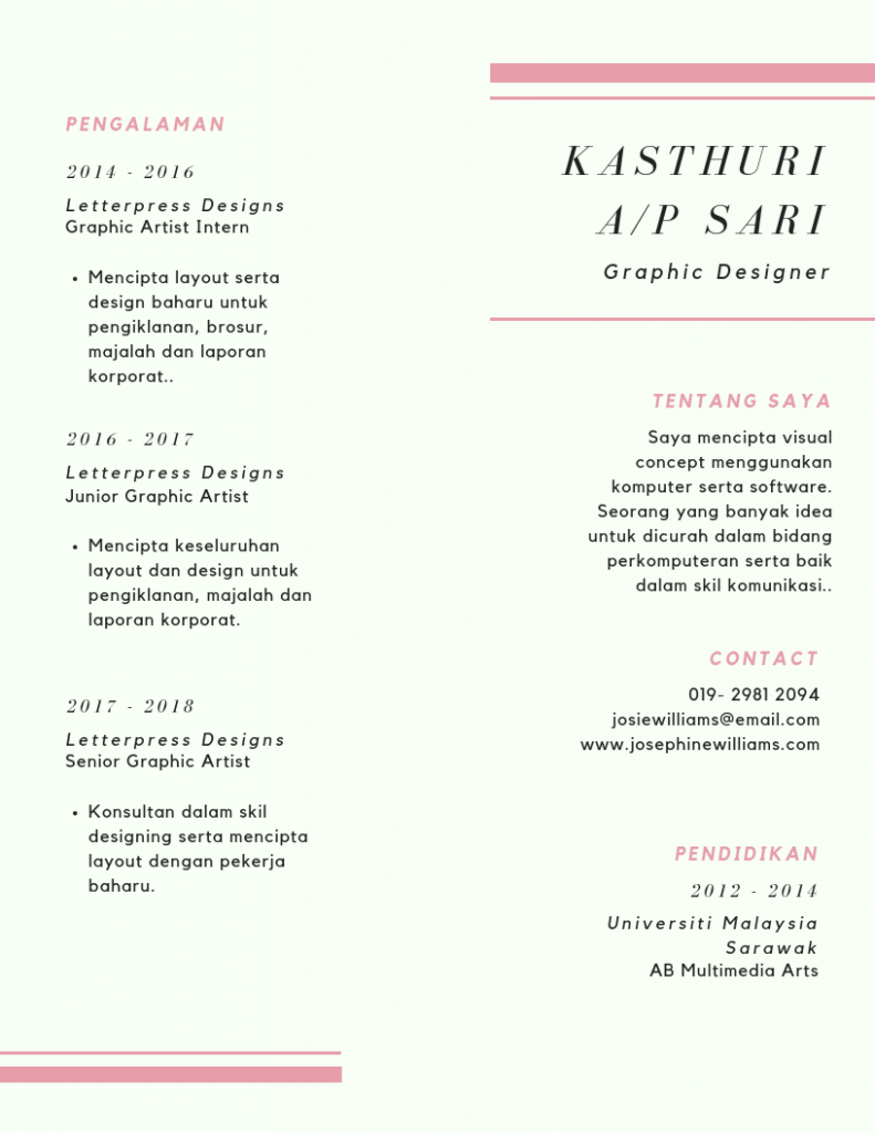 Contoh Template Resume Korporat 2 791x1024