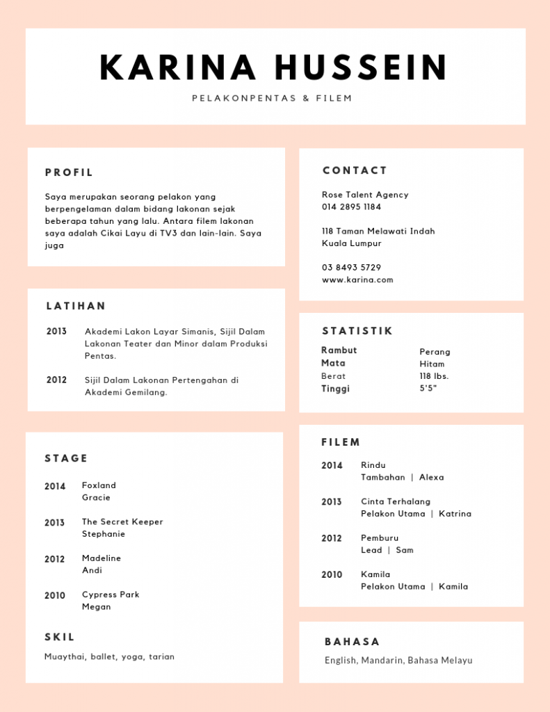 Contoh Template Resume Lakonan 1 791x1024