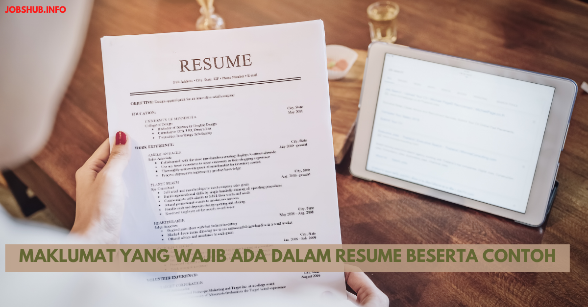 Maklumat Yang Wajib Ada Dalam Resume Beserta Contoh