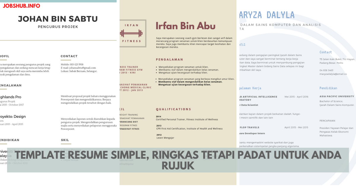 Template Resume Simple, Ringkas Tetapi Padat Untuk Anda Rujuk