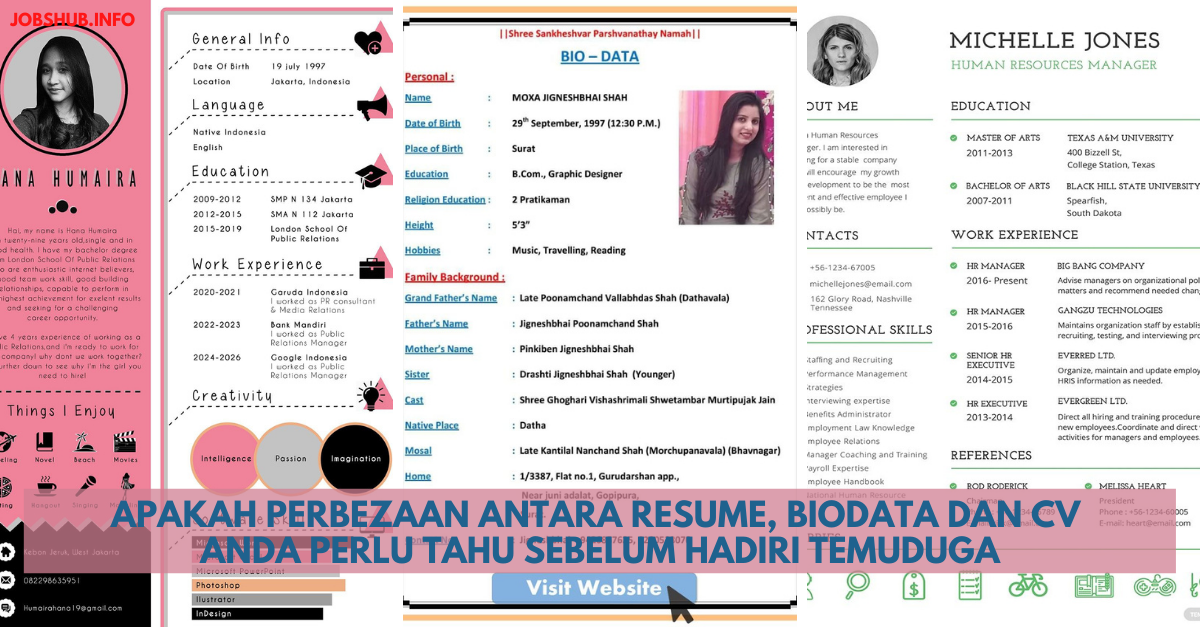 Apakah Perbezaan Antara Resume, Biodata Dan CV Anda Perlu Tahu Sebelum Hadiri Temuduga
