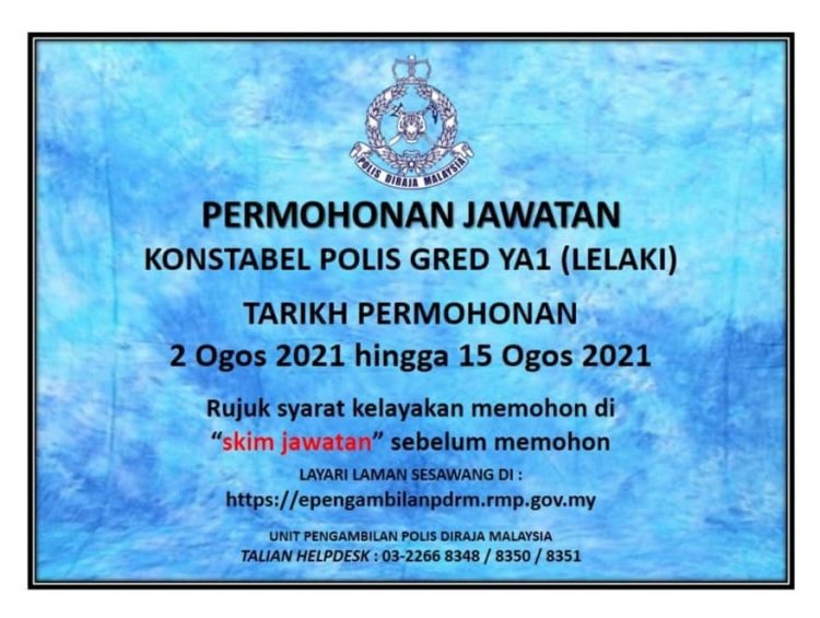 Cara Mohon Jawatan Konstabel Polis YA1 PDRM Dengan Kelayakan Minima SPM 750x565 1